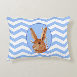Cute Vintage Bunny and Chevron Pattern Decorative Pillow