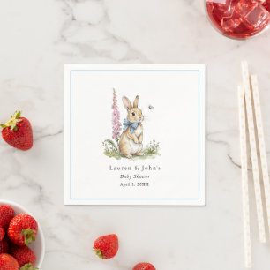Cute vintage Bunny Baby boy Shower  Napkin
