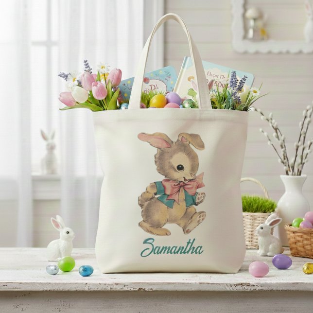 Cute Vintage Bunny Rabbit Custom Tote Bag (Cute Vintage Bunny Rabbit Custom Tote Bag)