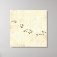 Cute Vintage Bunny Themed Jumping Rabbits Art