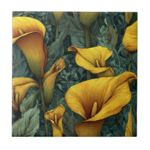 Cute Vintage Calle Lilies Tiles  For Cooking Space