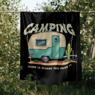 Cute Vintage Camper and Camping Quote Fleece Blanket