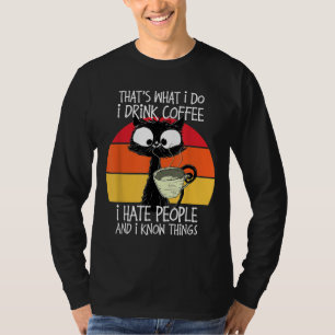 Cute Vintage Cat Retro Cat Coffee Cat Black Cat T-Shirt