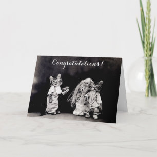 Cute Vintage Cats Wedding Congratulations Card