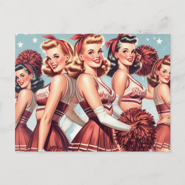Cute Vintage Cheerleaders Postcard (Front)