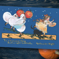 Cute Vintage Children Spooked on Halloween Night