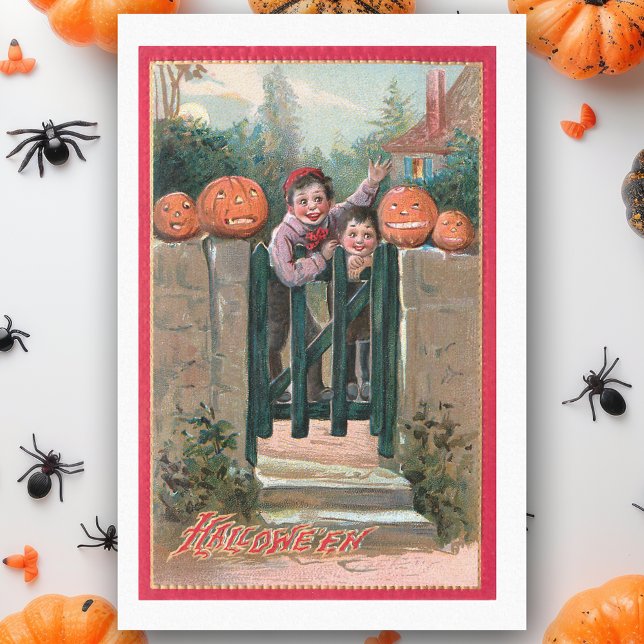 Cute Vintage Children with Halloween Pumpkins Tissue Paper (Creator Uploaded)
