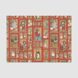 Cute Vintage Children with Santa Collage Tissue Paper