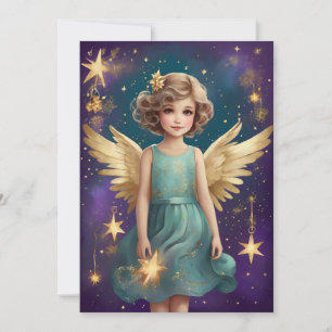 Cute Vintage Christmas Angel Custom Message Holiday Card