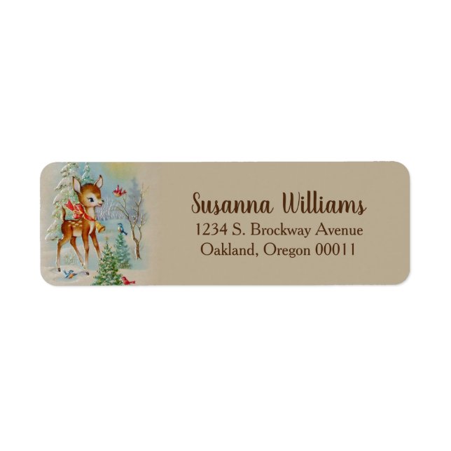 Cute Vintage Christmas Deer Holiday Address (Front)