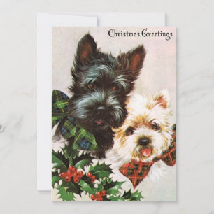 Cute Vintage Christmas Dogs  Holiday Card