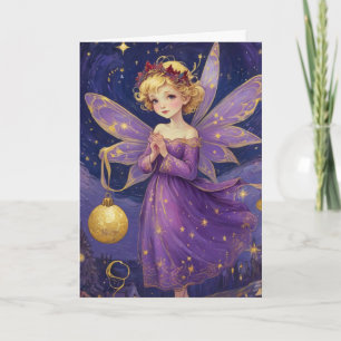 Cute Vintage Christmas Fairy Starry Night Card