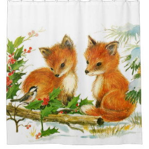 Cute Vintage Christmas Foxes