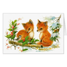 Cute Vintage Christmas Foxes