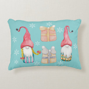 Cute Vintage Christmas Gnome Accent Pillow