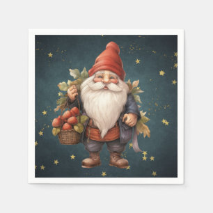 Cute vintage Christmas Gnome Napkin