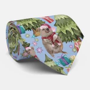 Cute Vintage Christmas Quokka Tie