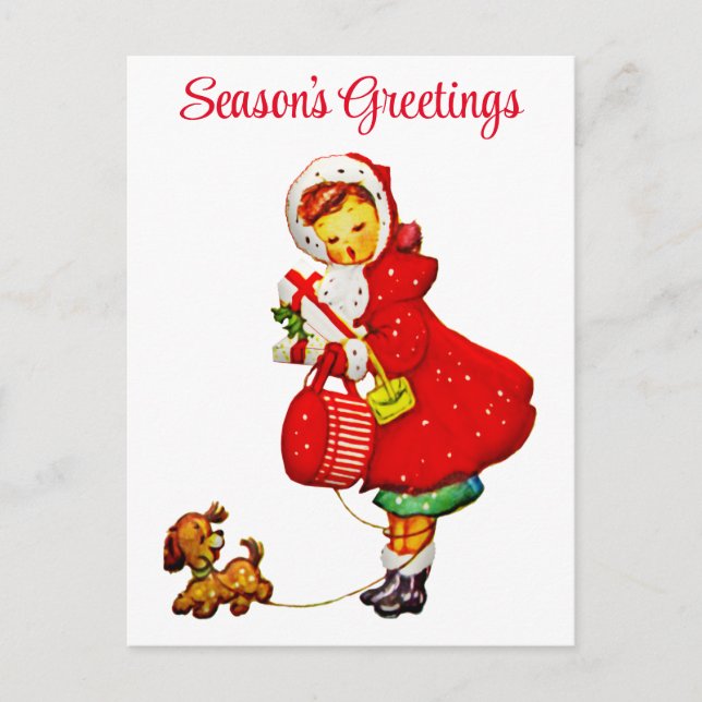 Cute Vintage Christmas Seasons Greetings Postcard (Front)