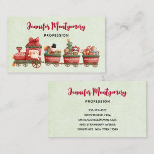 Cute Vintage Christmas Train with Toys Business Card