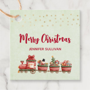 Cute Vintage Christmas Train with Toys Favour Tags