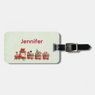 Cute Vintage Christmas Train with Toys Luggage Tag