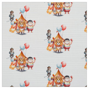 Cute Vintage Circus Animals Fabric
