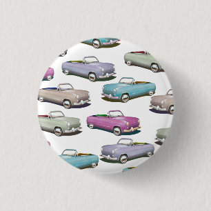 Cute vintage classic cars pattern 1 inch round button