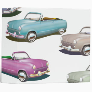 Cute vintage classic cars pattern binder