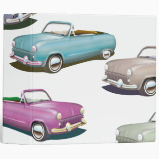 Cute vintage classic cars pattern binder