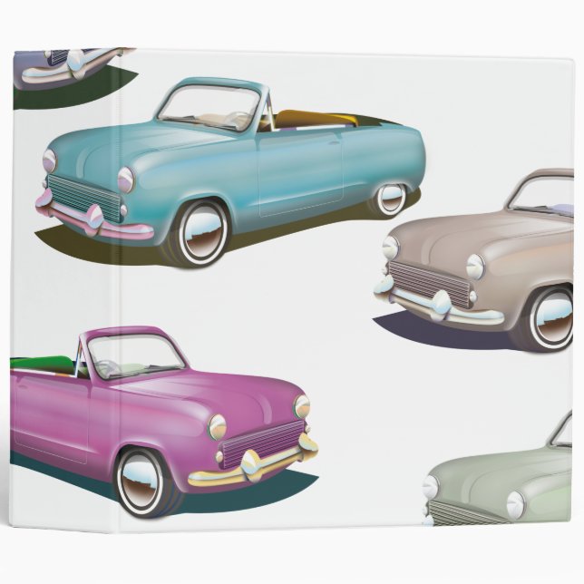 Cute vintage classic cars pattern binder (Front/Spine)