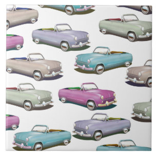 Cute vintage classic cars pattern tile