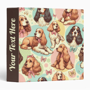 Cute Vintage Cocker Spaniel Seamless Pattern Binder