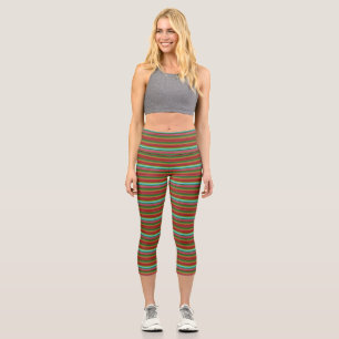 Cute vintage colourful stripes capri leggings
