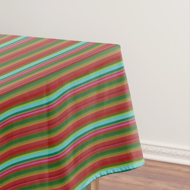 Cute vintage colourful stripes tablecloth (In Situ)