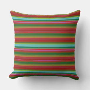 Cute vintage colourful stripes throw pillow
