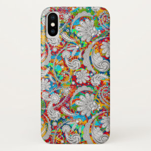 Cute vintage colourful white paisley patterns Case-Mate iPhone case