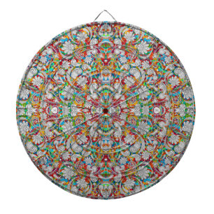 Cute vintage colourful white paisley patterns jigs dartboard