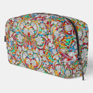 Cute vintage colourful white paisley patterns jigs dopp kit