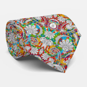 Cute vintage colourful white paisley patterns tie