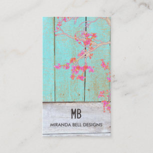 Cute Vintage Country Monogram Rustic Wood Business Card