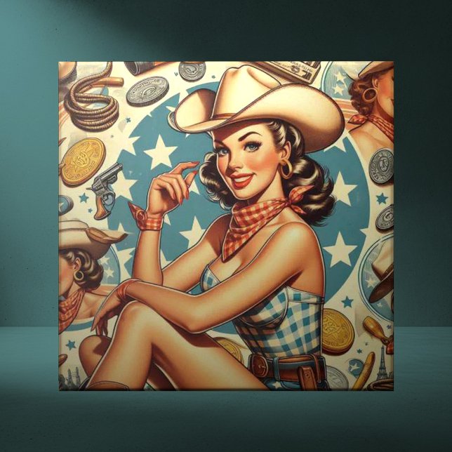 Cute Vintage Cowgirl Tile (Creator Uploaded)