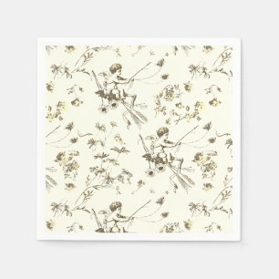 Cute Vintage Cupid Angel Gold Beige Floral Toile Napkin