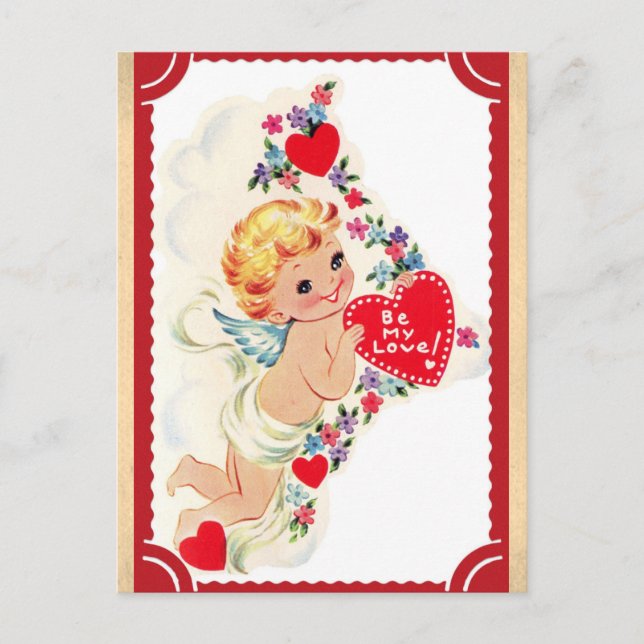 Cute Vintage Cupid Valentines Day Postcard (Front)