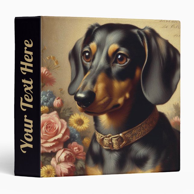 Cute Vintage Dachshund Painting Binder (Front/Spine)