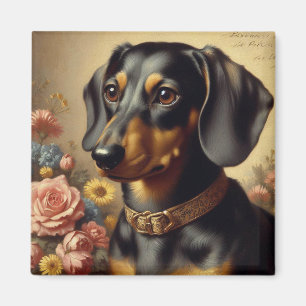 Cute Vintage Dachshund Painting Magnet