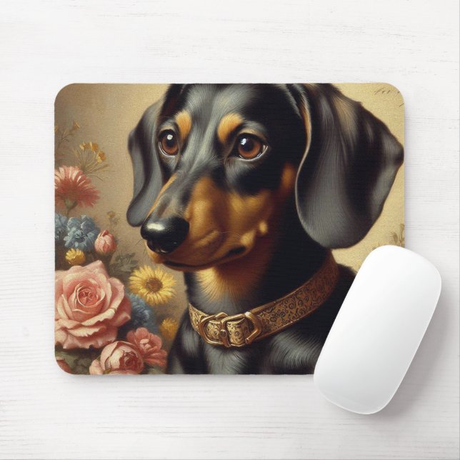 Cute Vintage Dachshund Painting Mouse Pad (With Mouse)