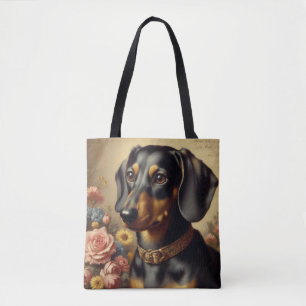 Cute Vintage Dachshund Painting Tote Bag