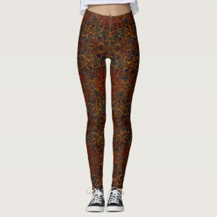 Cute vintage dark brown paisley design leggings