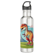 Cute vintage Dinosaur T Rex with Mountain 