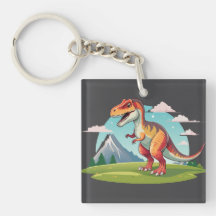 Cute vintage Dinosaur T Rex with Mountain